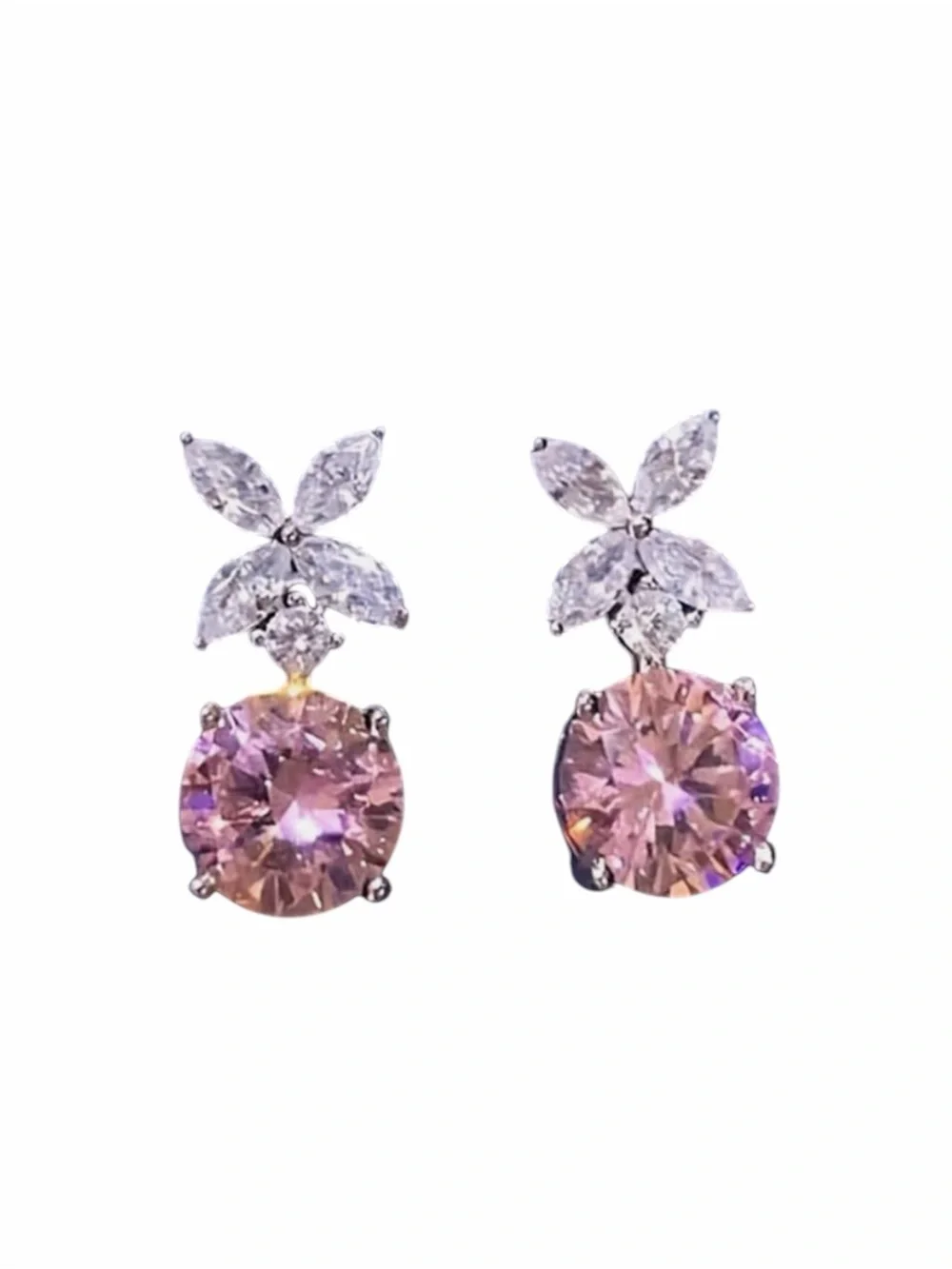 CZ Pink Drop Stud Earrings NWT Gold Plated